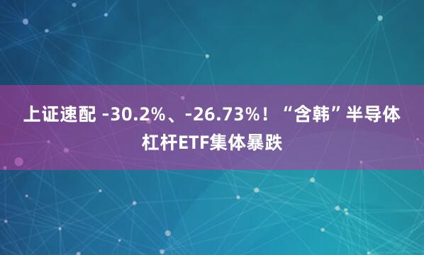 上证速配 -30.2%、-26.73%！“含韩”半导体杠杆ETF集体暴跌